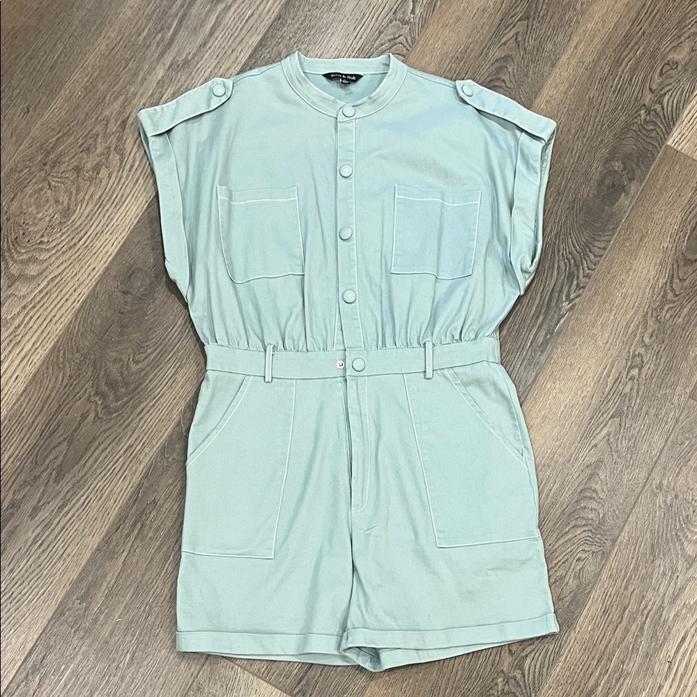 Denim Button-Up Romper